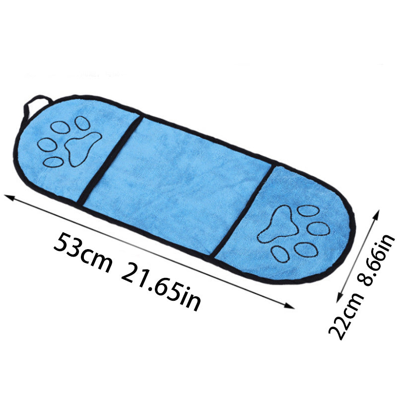 Blue Super Absorbent Pet Bath Towel with Hand Pockets Quick Dry Chenille Microfibre for Dogs and Cats Large V888-ELOSUNG40558