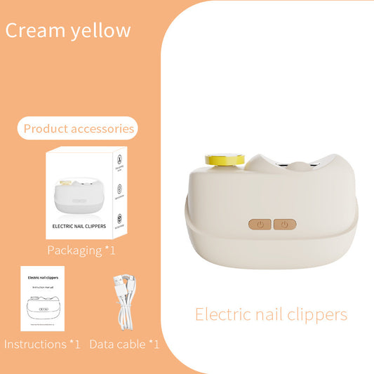 Cream yellow Electric Nail Clipper and Grinder 2-in-1 Automatic Nail Trimmer with LED Light Rechargeable V888-ELOSUNG40561