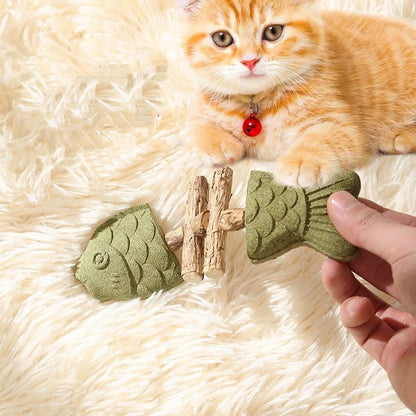 Brown 5 Pack Cat Catnip Toys Fish Bone Shaped Silvervine Chew Sticks for Teeth Cleaning and Interactive Play V888-ELOSUNG40565