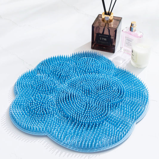 2-PCS Blue cat PAWS Non-Slip TPE Shower Mat with Foot Scrubber and Suction Cups Large Massage Bath Mat for V888-ELOSUNG40567