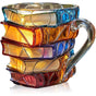 3D Book Stack Resin Mug with Spoon Creative Library Bookshelf Design Coffee Cup Unique Gift for Book Lovers V888-ELOSUNG40575