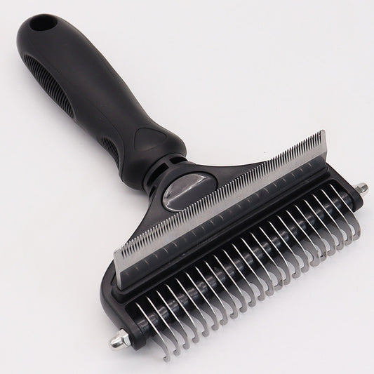Black Pet Grooming Comb - Fine Toothed Side for Hair Removal and Detangling, Ideal for Dogs with Long or V888-ELOSUNG40600