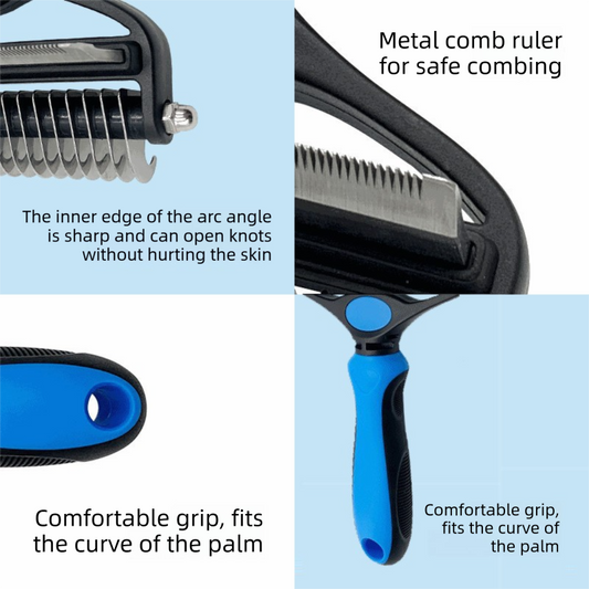 Black Pet Grooming Comb - Fine Toothed Side for Hair Removal and Detangling, Ideal for Dogs with Long or V888-ELOSUNG40600