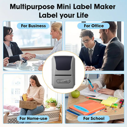 White Portable Bluetooth Thermal Label Printer - Compact, Ink-Free Mini Label Maker for Home, Office, and V888-ELOSUNG40633