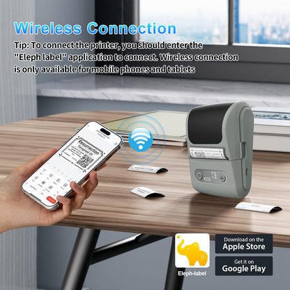 White Portable Bluetooth Thermal Label Printer - Compact, Ink-Free Mini Label Maker for Home, Office, and V888-ELOSUNG40633