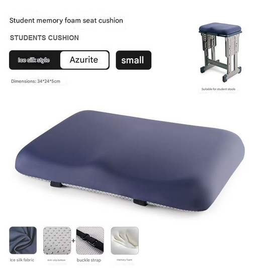 Azurite Ergonomic Memory Foam Student Seat Cushion - 34x24x5cm, Breathable & Anti-Slip Design for Long-Term V888-ELOSUNG40650