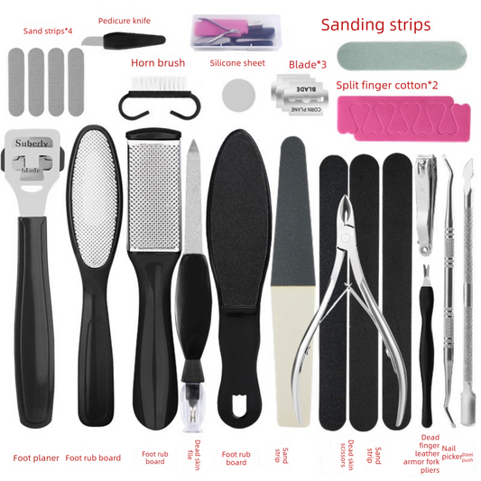 27 Piece Professional Pedicure Foot Care Kit Stainless Steel Callus Remover Heel Rasp and Manicure Set for V888-ELOSUNG40663