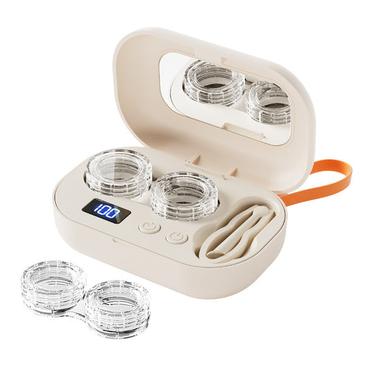 Portable Ultrasonic Contact Lens Cleaner Automatic Washer Case with LED Display Mirror 4 Timer Modes Type-C V888-ELOSUNG40673