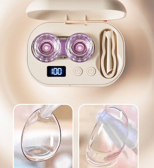 Portable Ultrasonic Contact Lens Cleaner Automatic Washer Case with LED Display Mirror 4 Timer Modes Type-C V888-ELOSUNG40673