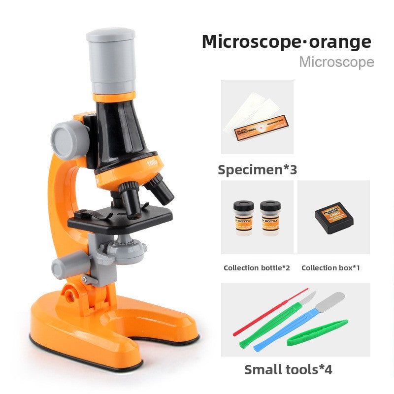 Orange Kids Biological Microscope Kit 100x 400x 1200x LED Magnification STEM Science Toy for School Students V888-ELOSUNG40678