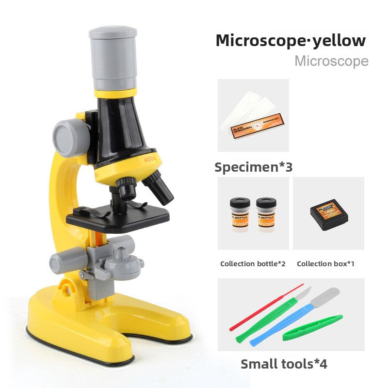 Yellow Kids Biological Microscope Kit 100x 400x 1200x LED Magnification STEM Science Toy for School Students V888-ELOSUNG40679
