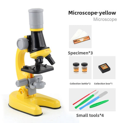 Yellow Kids Biological Microscope Kit 100x 400x 1200x LED Magnification STEM Science Toy for School Students V888-ELOSUNG40679