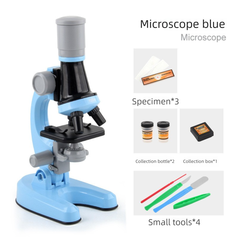 Blue Kids Biological Microscope Kit 100x 400x 1200x LED Magnification STEM Science Toy for School Students V888-ELOSUNG40680