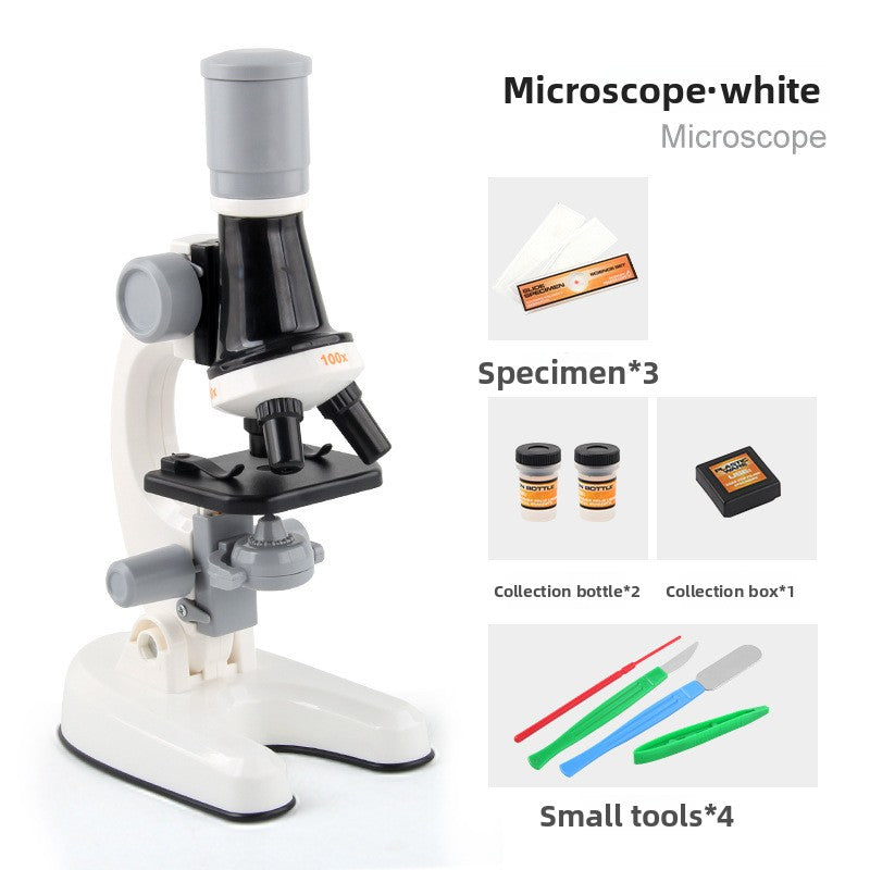 White Kids Biological Microscope Kit 100x 400x 1200x LED Magnification STEM Science Toy for School Students V888-ELOSUNG40681