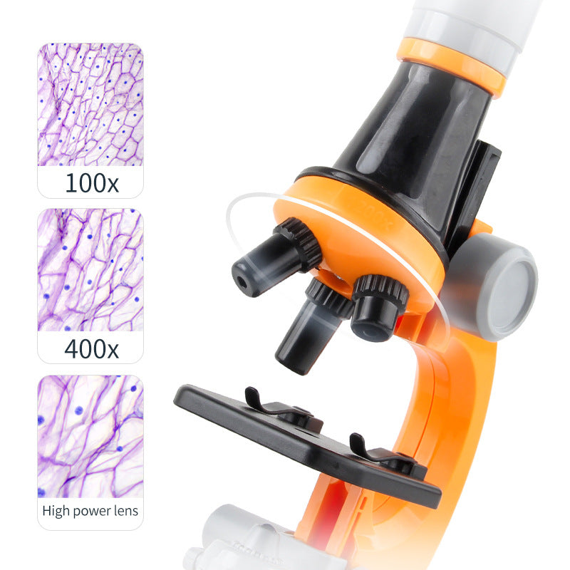 White Kids Biological Microscope Kit 100x 400x 1200x LED Magnification STEM Science Toy for School Students V888-ELOSUNG40681