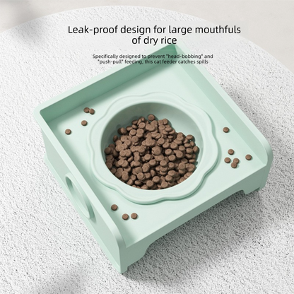 Green Ceramic Raised Cat Bowl with Splash Proof Stand 250ml Elevated Pet Feeder for Kittens and Small Dogs V888-ELOSUNG40682