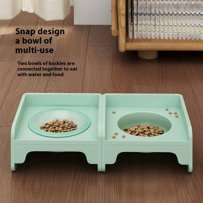 Green Ceramic Raised Cat Bowl with Splash Proof Stand 250ml Elevated Pet Feeder for Kittens and Small Dogs V888-ELOSUNG40682