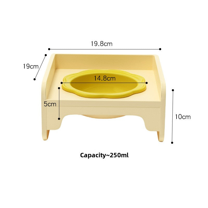 Yellow Ceramic Raised Cat Bowl with Splash Proof Stand 250ml Elevated Pet Feeder for Kittens and Small Dogs V888-ELOSUNG40683