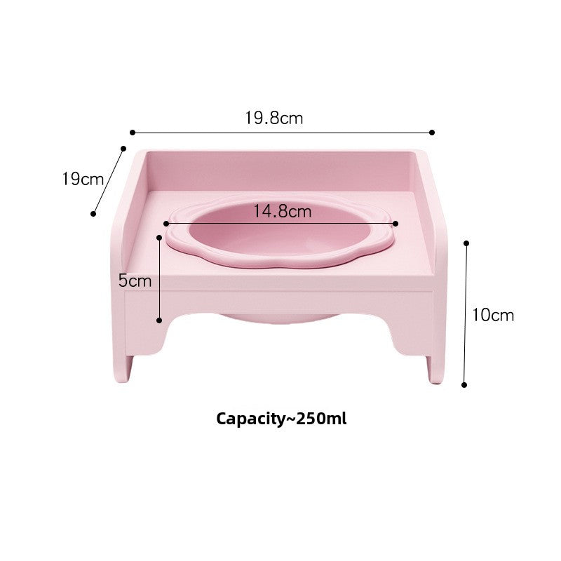 Pink Ceramic Raised Cat Bowl with Splash Proof Stand 250ml Elevated Pet Feeder for Kittens and Small Dogs V888-ELOSUNG40684