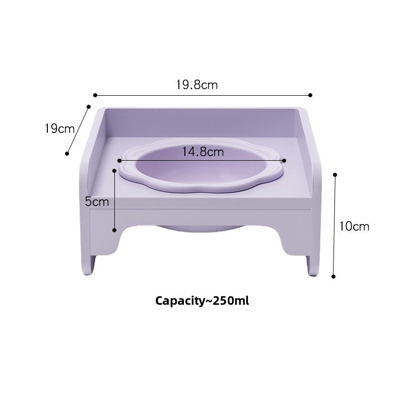 Purple Ceramic Raised Cat Bowl with Splash Proof Stand 250ml Elevated Pet Feeder for Kittens and Small Dogs V888-ELOSUNG40685