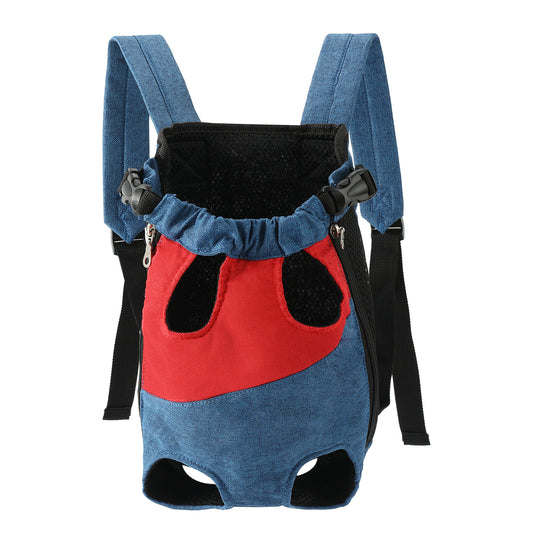 Red denim blue Pet Carrier Backpack Front Chest Pack Legs Out Breathable Mesh for Small Dogs Cats Hiking V888-ELOSUNG40702