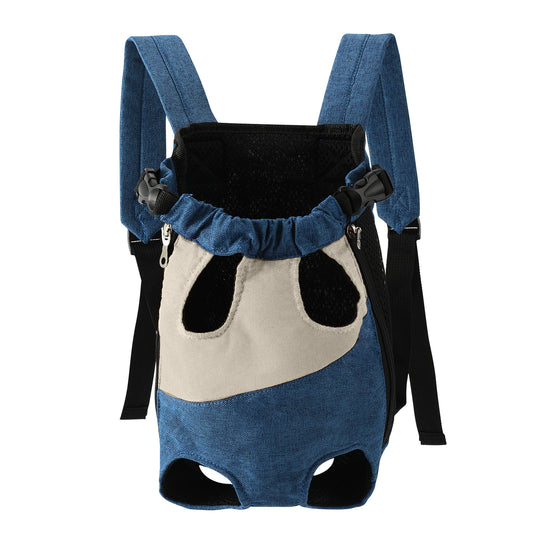 Blue and white two-tone style Pet Carrier Backpack Front Chest Pack Legs Out Breathable Mesh for Small Dogs V888-ELOSUNG40705