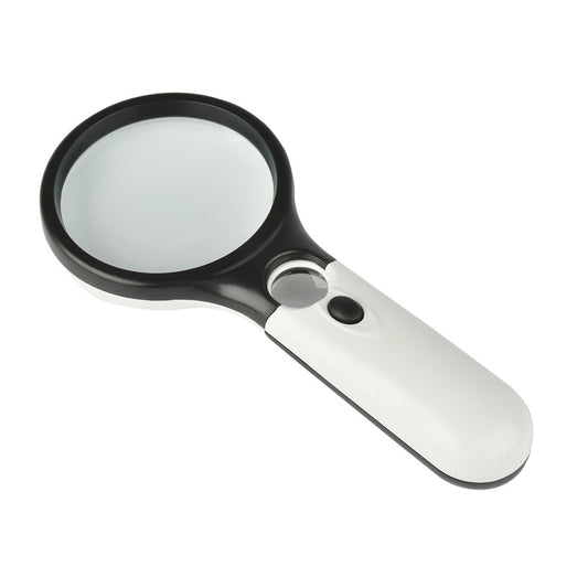 2 Pack Black and white Handheld LED Magnifying Glass 10x Zoom 70mm Lens Illuminated Reading Magnifier with V888-ELOSUNG40714