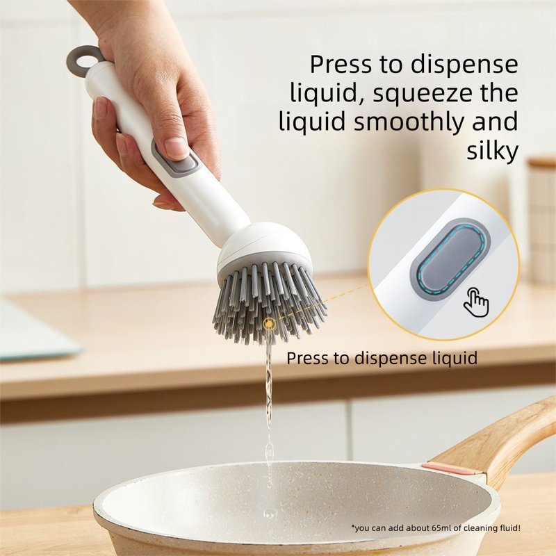 2 Pack White Kitchen Dish Brush with Soap Dispenser Adjustable Handle 360 Degree Cleaning Scrubber V888-ELOSUNG40715
