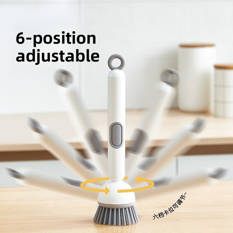 2 Pack White Kitchen Dish Brush with Soap Dispenser Adjustable Handle 360 Degree Cleaning Scrubber V888-ELOSUNG40715