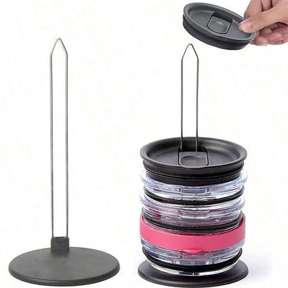 5-PCS Universal Tumbler Lid Organizer Stand Vertical Storage Rack for Kitchen Cabinets Holds Up to 10 Lids V888-ELOSUNG40718