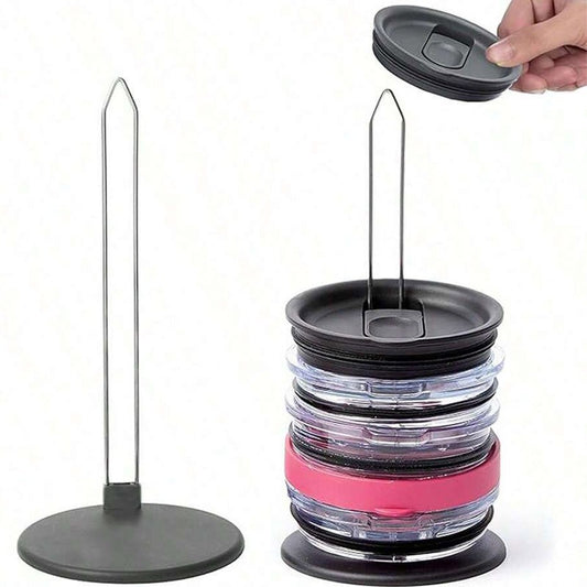 5-PCS Universal Tumbler Lid Organizer Stand Vertical Storage Rack for Kitchen Cabinets Holds Up to 10 Lids V888-ELOSUNG40718