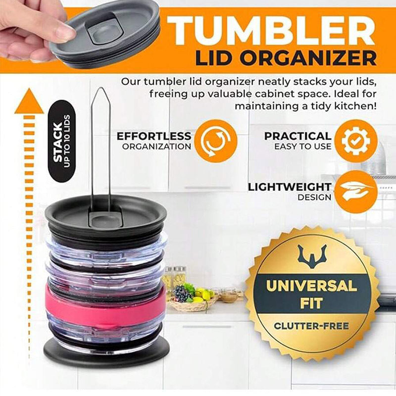 5-PCS Universal Tumbler Lid Organizer Stand Vertical Storage Rack for Kitchen Cabinets Holds Up to 10 Lids V888-ELOSUNG40718