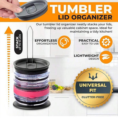 5-PCS Universal Tumbler Lid Organizer Stand Vertical Storage Rack for Kitchen Cabinets Holds Up to 10 Lids V888-ELOSUNG40718