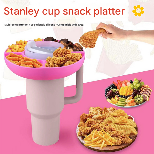 2 Pack beige Snack Bowl for Stanley 40oz Tumbler with Handle Reusable Silicone Snack Ring Divider Tray for V888-ELOSUNG40720