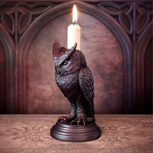 2-PCS Resin Gothic Raven Candlestick Holder Halloween Home Decor Vintage Animal Statue Candle Stand for Table V888-ELOSUNG40733