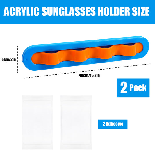 2 Pack Black Acrylic Sunglasses Holder Wall Mounted Glasses Organizer Rack Self-Adhesive Eyewear Display V888-ELOSUNG40743