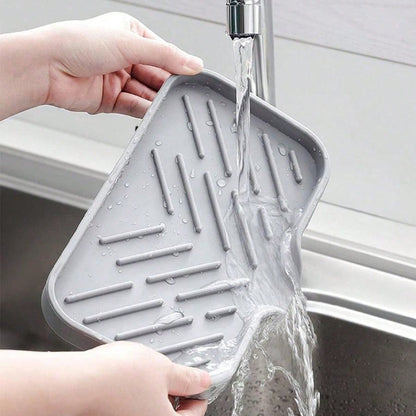 3-PCS Grey Large Drainable Soap Dish Tray with Anti-Slip Base for Bathroom Sink - Keeps Soap Dry and V888-ELOSUNG40757