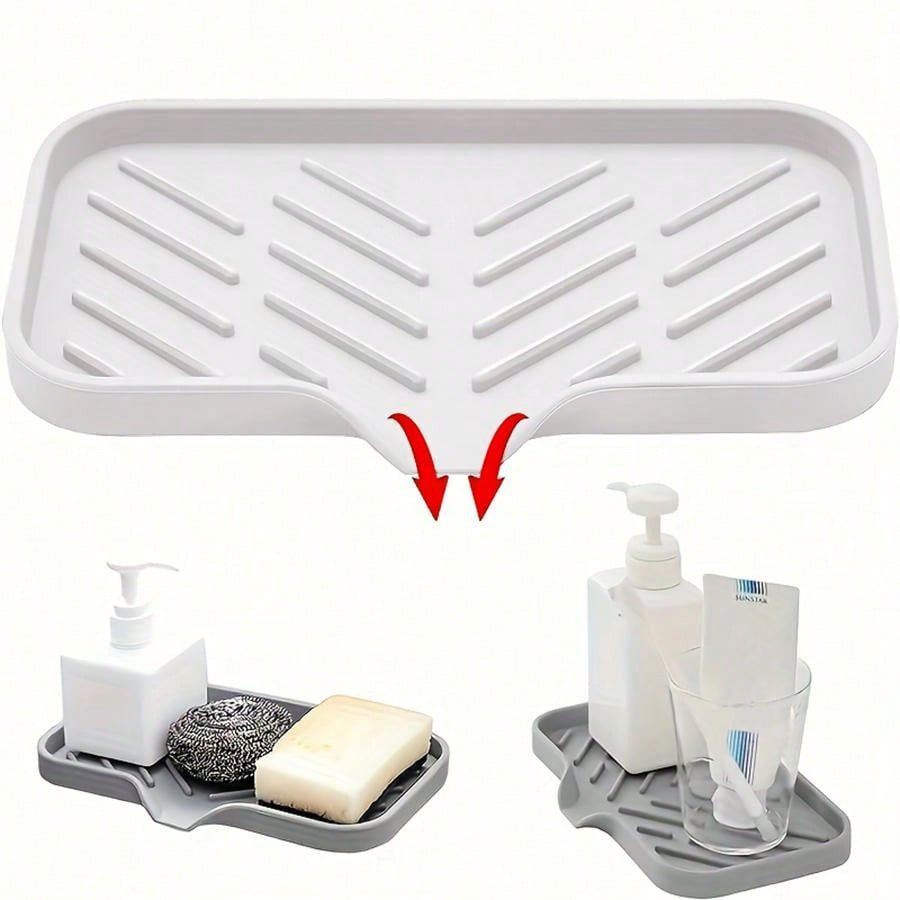 3-PCS White Large Drainable Soap Dish Tray with Anti-Slip Base for Bathroom Sink - Keeps Soap Dry and V888-ELOSUNG40758