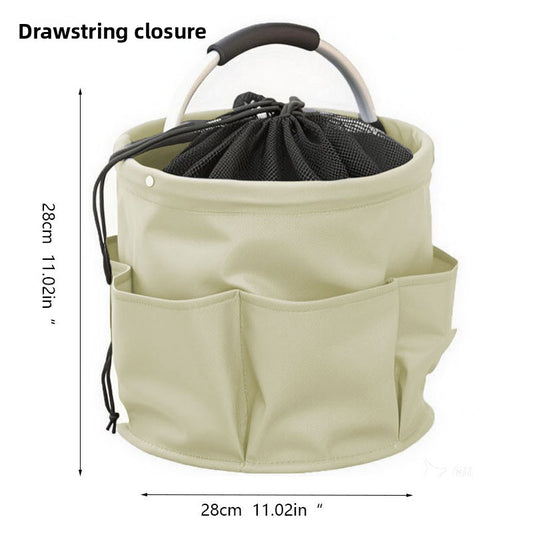 Apricot color Multi-Function Collapsible Storage Basket with Drawstring Closure Portable Cleaning Caddy and V888-ELOSUNG40786