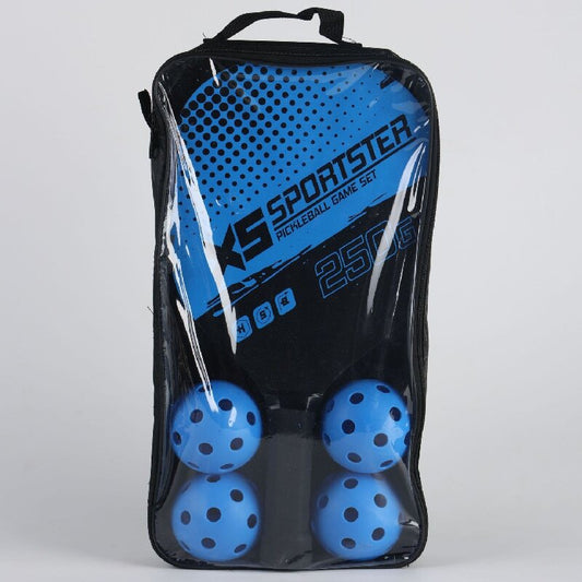 Blue Pickleball Paddles Set of 2 Lightweight Wood Rackets with 4 Pickleballs and Carry Bag Outdoor Sports V888-ELOSUNG40790