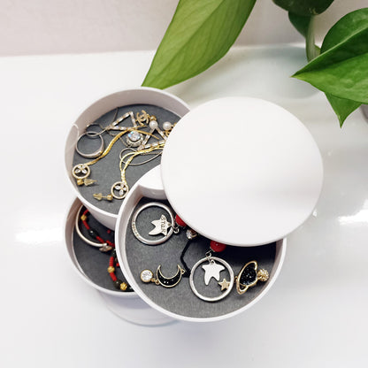 2 Pack Pink Nordic Style Rotating Jewellery Storage Box 4-Layer Dustproof Organiser Case with Felt Lining for V888-ELOSUNG40797
