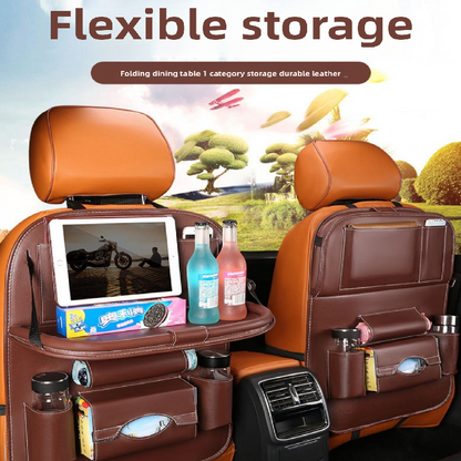 2-PCS Orange PU Leather Car Back Seat Organizer Kick Mat with Touch Screen Tablet Holder Multi-Pocket Travel V888-ELOSUNG40808