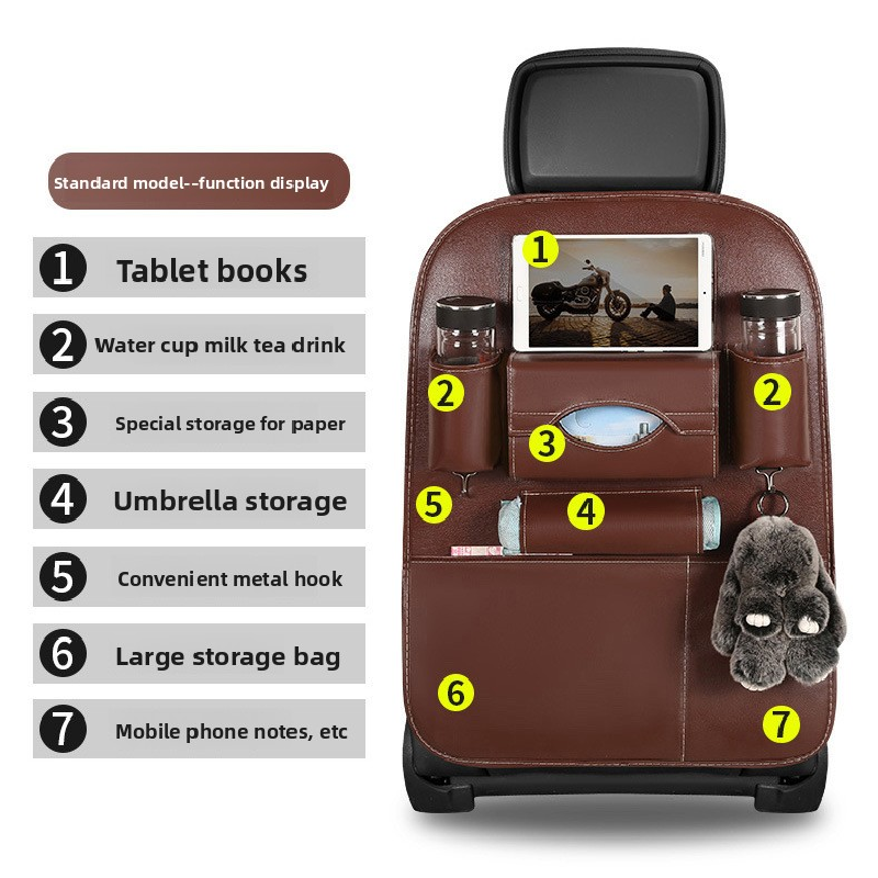 2-PCS Orange PU Leather Car Back Seat Organizer Kick Mat with Touch Screen Tablet Holder Multi-Pocket Travel V888-ELOSUNG40808