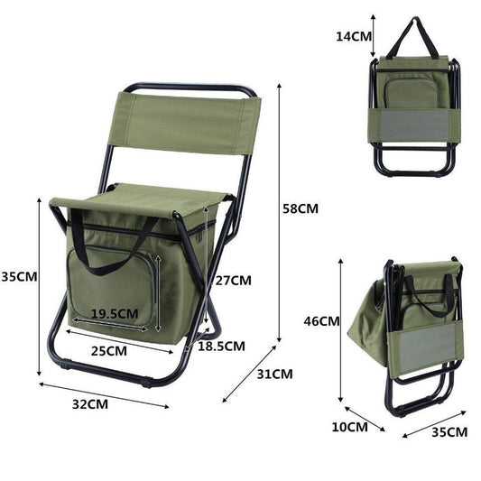 Blue 3-in-1 Portable Folding Camping Chair with Built-in 10L Cooler Bag Lightweight Backpack Stool for V888-ELOSUNG40839