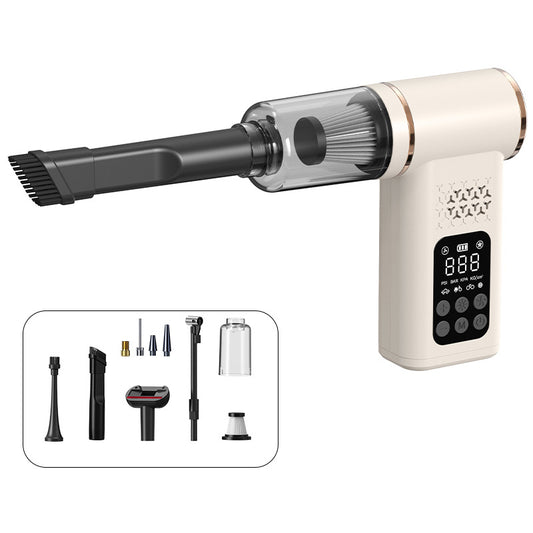 Beige 4-in-1 Car Vacuum Cleaner and Tyre Inflator Portable Cordless Air Pump with LED Light and Digital V888-ELOSUNG40841
