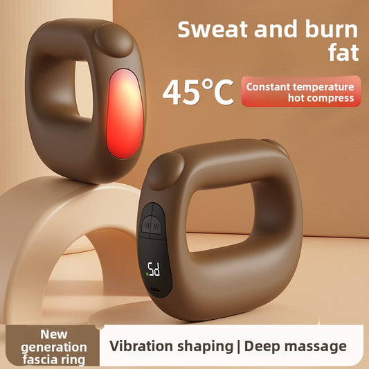 Black Portable Fascia Massage Ring Vibration Massager with Heat and LED Display for Muscle Relaxation and V888-ELOSUNG40844
