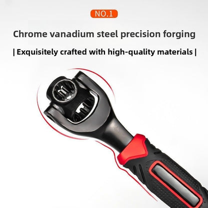 Black Universal Socket Wrench 360 Degree Rotating Head Multifunctional Dog Bone Spanner for Home and Auto V888-ELOSUNG40867