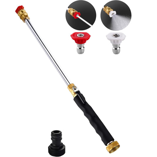 Black High Pressure Washer Gun with 2 Spray Nozzles 19inch Long Wand Metal Garden Hose Sprayer for Car Wash V888-ELOSUNG40870