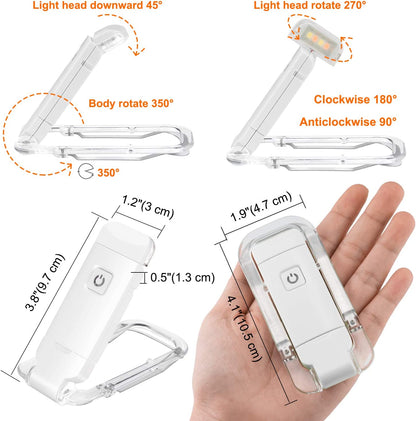 2-PCS Blue Mini USB Rechargeable LED Book Light Eye Protection Reading Lamp with Adjustable Clip and V888-ELOSUNG40879