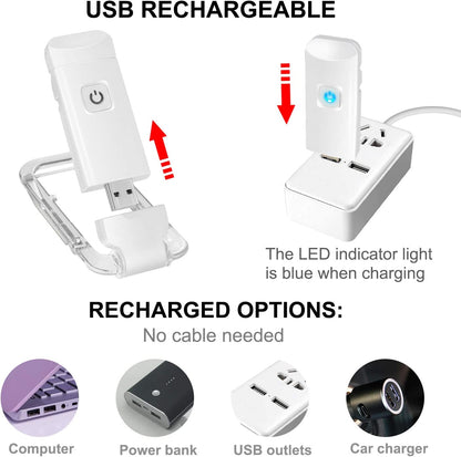 2-PCS Green Mini USB Rechargeable LED Book Light Eye Protection Reading Lamp with Adjustable Clip and V888-ELOSUNG40881